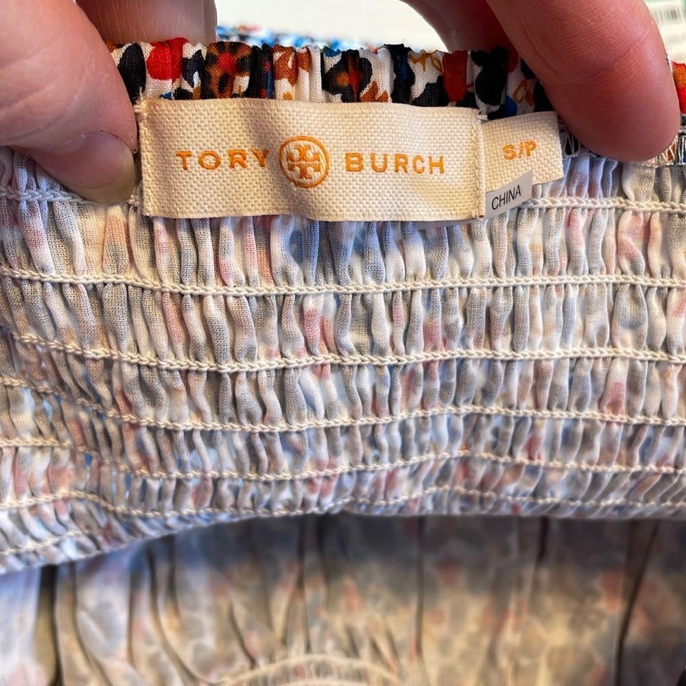 Tory Burch Wildflower Smocked Cotton Midi Dress S - Picture 6 of 10